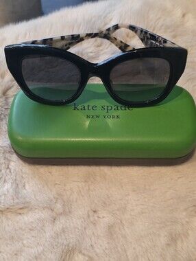 kate spade Black Oval Sunglasses with Tortoiseshell Arms